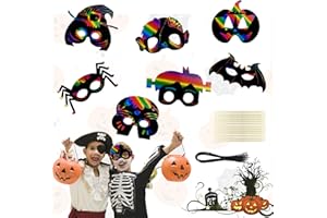 EMHTHME 28 Piezas Scratch Drawing Crafts, Halloween Scratch Art para Niños, Máscara de Rascar para Niños DIY Scratch Arte Máscara, para Fiesta de Cumpleaños, Carnaval, Halloween, Accesorios de Escenario