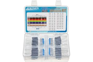AUKENIEN 5W Carbon Film Resistor Assortment Kit 21 Values 105pcs 5 Watt 1 Ohm to 1M Ohm Resistors Set 5Watt Common Resistors Assorted RoHS Compliant with ±5% Tolerance