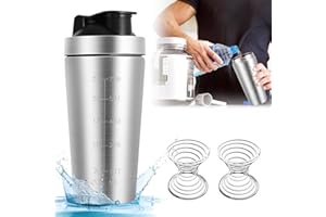 GBKDQQ Shaker per proteine in acciaio inox, 750 ml, shaker per proteine con sfera a spirale, shaker in acciaio inox, shaker per proteine in acciaio inox, senza BPA, per il fitness, per proteine, diete
