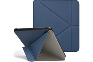 RSAQUAR Tenano Coque Origami pour Kobo Libra Colour (Modèle : N428) Et Tolino Vision Colour 2024 avec Fonction Auto Veille/Réveil - Bleu