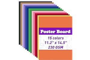 MAXECHO 15 Pcs 11.2" x 14.5" Poster Board Paper Assorted Colored Posterboard 230 GSM Thick Blank Smart Vision Boards for School Drawing Art Craft DIY Party Decorations Science Fair Board Supplies