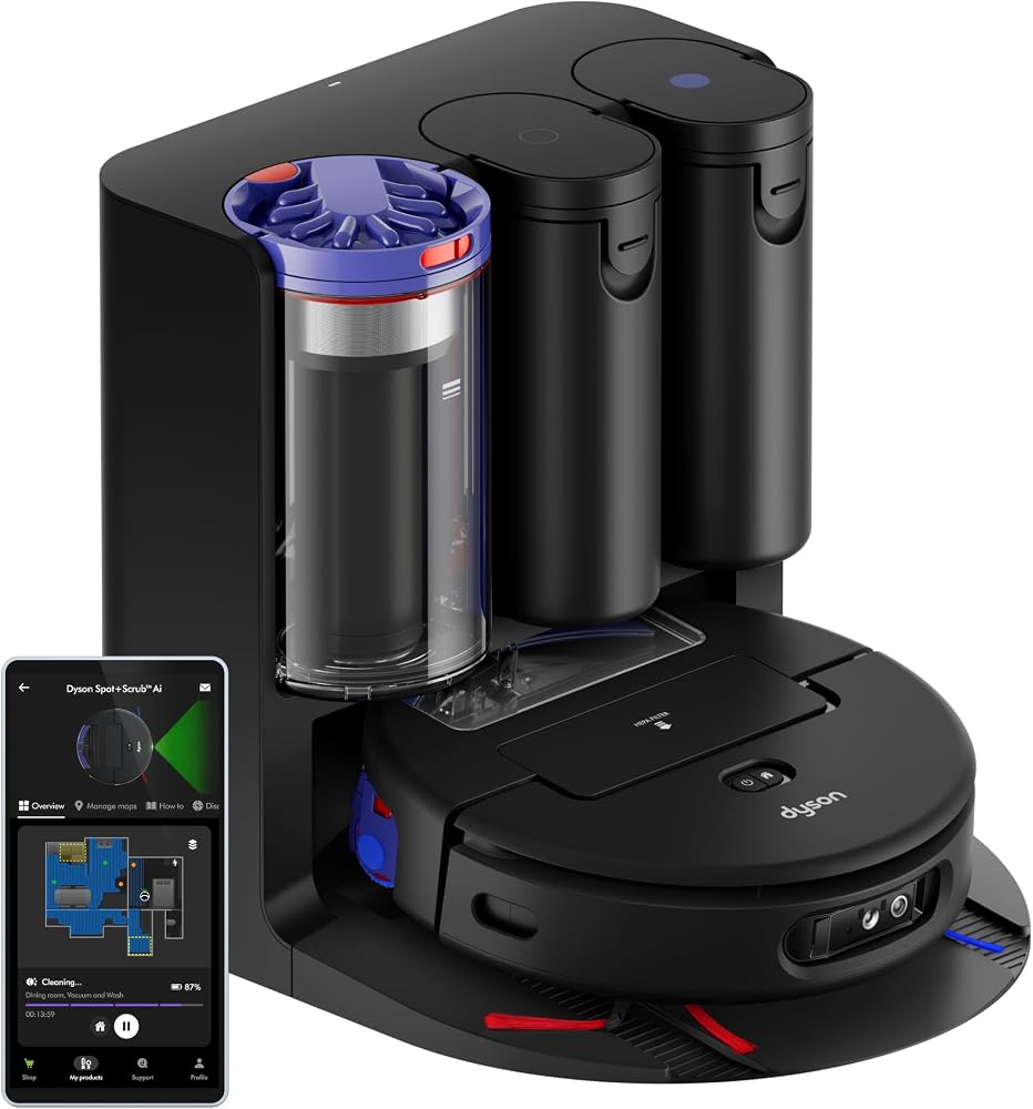 Dyson Robot Vacuum, Self-Cleaning, Self-Emptying, Black and Blue