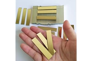RUIXUAN Small Glass Rectangle Craft Mirrors,Rectangle Mosaic Tiles,Glass Mirror Mosaic 100PCS (Yellow Gold, 9.5x50.8mm)
