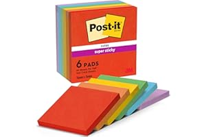 Post-it Foglietti Super Sticky, Collezione Playful da 6 blocchetti, 90 Fogli per blocco (76 mm x 76 mm) - Foglietti Extra Adesivi per Appunti, Elenchi e Promemoria