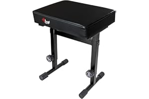 Tlingt Support Adjustable Keyboard Bench, High-Density Piano Bench with Extra-Thick Padded Seat, 7-Level Locking Height (46-59cm), Musician Grade Keyboard Stool for Long Session Comfort/Black