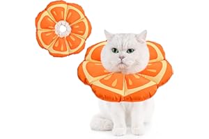 Avont Cat Cone Collar Soft, Adjustable Pet Recovery Collar for Cats Kittens Puppies After Surgery, Elizabethan Neck Cone of Shame Alternative to Prevent Licking Biting Protect Wounds -Tangerine (S)