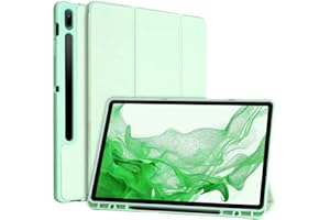TQQ Etui ochronne na Galaxy Tab S8+ 2022 / S7 FE 2021 / Tab S7 Plus 2020 12,4 cala, z uchwytem na rysik i wieloma kątami widzenia (zielony)