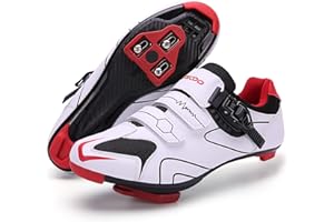 KESCOO Mens Womens Cycling Shoes Compatible with Peloton Bike Indoor Outdoor Road Bike Riding Shoes with Look Delta Cleats Pre-Installed Clip in Pedal