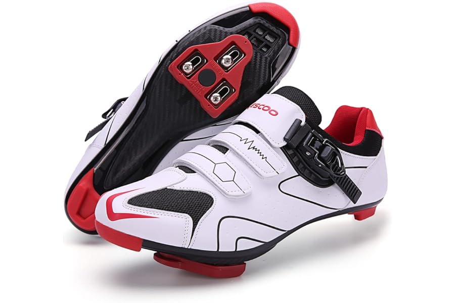 Mens Womens Cycling Shoes Compatible with Peloton Bike Indoor Outdoor Road Bike Riding Shoes with Look Delta Cleats Pre-Installed Clip in Pedal