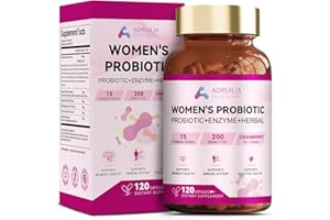 AORUILIA Probiotics for Women 200 Billion CFUs per Serving, Women's Probiotics Natural Prebiotics, 15 Strains, Digestive Enzymes, Cranberry Extract for Women Health, Immune, Digestion & Gut Wellness - 120 Caps