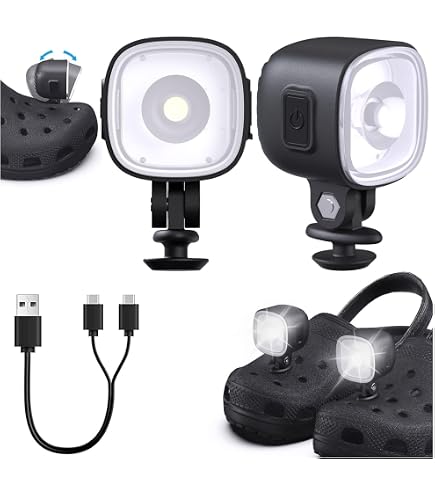 Luci LED Ricaricabili Per Crocs - 2 Fari Per Scarpe Con 3 Modalità (Nero, Argento, Oro, Rosso, Blu) - copertina