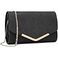 Miss Lulu Women's Clutches Handbag Evening Wedding Bag Ladies Shoulder Purse Crossbody Bag with Detachable Strap (Black)