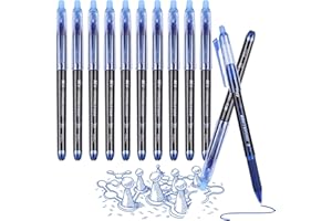 Surcotto Długopis z możliwością ścierania, 12 sztuk, niebieskie pisaki do ścierania, długopis, gumka do ścierania, do przyborów biurowych, przyborów szkolnych, studentów i dorosłych