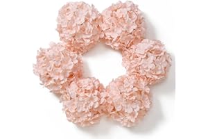 DuHouse Hortensien Kunstblumen, künstliche Blume Seide Hortensie mit Stiel, 22cm Fake Hortensien Blumen Köpfe für Hochzeit nach Hause Garten Mittelstück Dekorationen, 6 Stück(Blush)