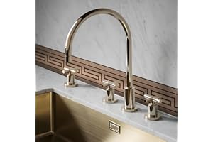 funlife 4M Brushed Rose Gold Greek Key Pattern Wallpaper Border Peel and Stick, Vintage Decorative Wall Borders Trim Molding Peel and Stick Bedroom Living Room Home Decor, Brushed Greca