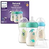 Philips Avent Natural Response 260 ml Bottles with Medium Flow Teats (Flow 3), 3 Pack, Tropical Design, SCY903/73