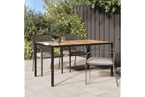 puraday Gartentisch 150x90x75 cm Poly Rattan&Akazienholz Schwarz Couchtisch Gartentisch Balkontisch Esszimmertische Tisch Outdoor Wetterfest Multifunktionstisch Balkonmöbel Gartentisch Holz