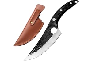 Dream Reach Cuchillos de Cocinero Cuchillos para Deshuesar forJados A Mano Con Funda de Cuero y Caja de Regalo 6 Pulgadas Cuchillo de Cocinero de Acero Inoxidable Alemán para Verduras Frutas y Carne