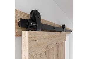 BONIKLUBA Herrajes Puertas Correderas 122cm Rieles Kit Puerta Corredera Negro para 1 Puerta Corredera Madera 61cm Ancho, Pequeña Rueda T-forma