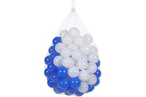 SmashingDealsDirect Kids Fun Pack Blue & White Coloured Assortment Play Pit Balls Children's Colourful Fun Plastic Soft Play Toy Ball for Pits Pen Pool Indoor Outdoor Use (200, Blue & White)