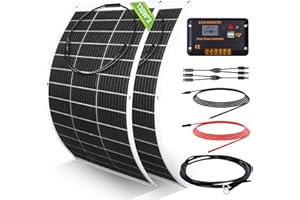 ECO-WORTHY 260 Watt 12 Volt flexibles Solarpanel Kit netzunabhängig Off Grid: 2 Stücke130W Solarpanel + 30A LCD-Display PWM-Laderegler + 5m Solarkabel für Wohnwagen, Wohnmobil, Boot, Kabine, Anhänger