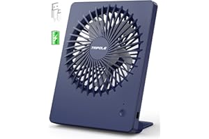 TriPole Tischventilator Leise, 2000mAh Ladefähige USB Ventilatoren Ausführen Bis zu 4-16 Std, 3 Geschwindigkeiten Tragbarer Akkulüfter-30dB, 180°Einstellbar, für Büro, Bibliothek, Reise-Dunkelblau