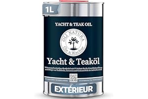 OLI NATURA ÖLE & WACHSE OLI-NATURA Huile de bois Yacht & Teck - Huiles pour l'intérieur et l'extérieur - Avec protection UV, intempéries et grisaillement - 1 litre, naturel