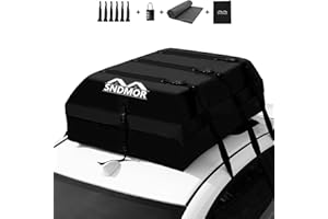 SNDMOR Bolsa de Techo, 595L/21 Pies Cúbicos de Equipaje de Techo Impermeable, Adecuada para Todos Los Vehículos con/Sin Portaequipajes, Incluye Alfombra Antideslizante + 6 Correas de Refuerzo (Negro)