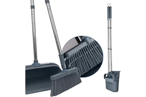 ‎KÖR4U kör4u Besen-Set mit langem Stiel und Kehrschaufel - 180 Grad drehbarer Besenkopf, ergonomisch & platzsparend – für Tierhaare, Hartböden, Haushalt & Büro