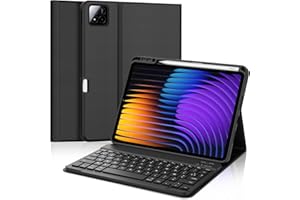 IVEOPPE Clavier Xiaomi Pad 7/7 Pro 11.2", Coque Clavier Xiaomi Pad 7/7 Pro, Rechargeable Clavier Français AZERTY Détachable pour Xiaomi Pad 7/7 Pro 11.2", Noir