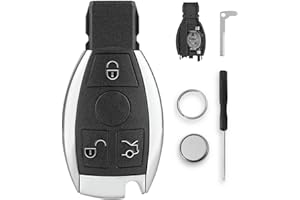 GLOUVDEYZ For Mercedes Benz E S G CLK SLK ML Clases and Mercedes Benz BGA Mercedes Key Fob 3 Buttons Car Key Fob Case Battery CR2032