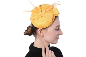 Coolwife Fascinators Pillbox Hat Bow Fake Sinamay Feather Flower Derby Ball Wedding Church Party Church Hat