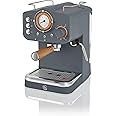 Swan SK22110GRYN Nordic Espresso Coffee Machine with Milk Frother, Steam Pressure Control, 1.2L Detachable Water Tank, 1100W, Nordic Slate Grey
