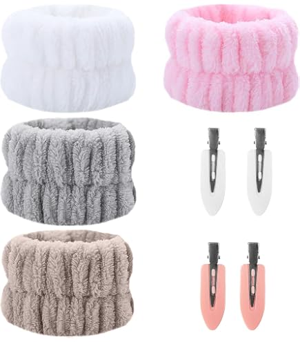 Fascia E Polsini Skincare 3 Pezzi | Velluto Corallino, Design Orsetto Fragola, Assorbenti Per Lavaggio Viso E Doccia, Regalo Ragazza