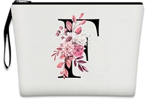 Bliceon A-Z Personalisierte Make-up-Tasche, Geburtstagsgeschenke für Frauen und Mutter, personalisierte Geschenke für Frauen, Geschenke für Freundinnen, Braut und Brautjungfern Kosmetiktasche - F