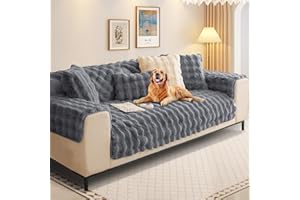 SHANNA Felpa Conejo Funda Sofa Chaise Long 1 2 3 4 Plazas Protector Cubre Sofa, Nueva Manta de Sofá Antideslizante Universal, Funda de Sofa Súper Suave para Sala de Estar (Gris, 90 * 210 cm)