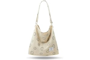 KALIDI FANCY FOREST KALIDI Damska pogrubiona sztruksowa torba na ramię z zamkiem błyskawicznym, wodoodporna torba na ramię z kieszeniami, torebka crossbody z regulowanymi paskami na ramię, do szkoły, na uczelnię, do