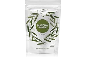 ECO WASSY Tè Matcha EcoWassy giapponese [BIO] 100g, polvere di qualità PREMIUM. 100% naturale. Riduttore di tè verde matcha, potente disintossicante e antiossidante.