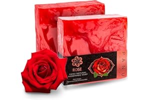 PANU NATURAL Panu Rosa Soap - Sapone da doccia vegano per tutti i tipi di pelle - Sapone naturale come gel doccia solido e shampoo solido - Pezzo di doccia naturale - Sapone senza animali