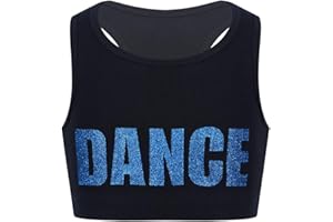 Freebily Reggiseno Sportivo Bambina Canotta Cotone Morbido Crop Top Stampa Lettere Vestito Danza Ballo Brassiere Pubertà Ragazze in Crescita 4-10 Anni