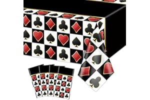 APUXXJUPA 4 Pcs Casino Tablecloths, Black Poker Table Cover Rectangular Playing Card Tablecloth for Casino Theme Party Decorations Poker Game Birthday Supplies