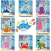 36 feuilles Créer un visage animal autocollants autocollant stickers sticker gommettes enfants 2 3 4 5 6 ans mignons bambin garçon fille A