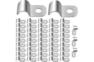 TOALUEA 50 Piezas Abrazadera para Tubos en U 4mm-6mm, Cable Clips de Acero Inoxidable, Grapas Sujeta Cables para Sistema de Fijación Cables y Tubos Pared