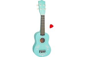 alles-meine.de GmbH Kinder - Gitarre/Ukulele - aus Holz - Motiv & Farbwahl - türkis blau & Ranken weiß - hochwertige Konzertgitarre - 55 cm - Klassik - akustische - Kindergitar..