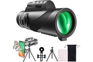 MOLBORY Monokularowy teleskop, 12 x 50 HD monokularowa luneta dla dorosłych z uchwytem na smartfon, statywem, obiektyw pryzmatyczny BAK4, przenośny monokular, dla dorosłych, do obserwacji ptaków, podróży,