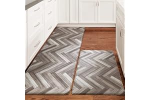 Iycnkok Alfombra Cocina Antifatiga Impermeable - PVC Tapete Antideslizante Resistente al Aceite - Corredor Escritorio de Pie, 2 Piezas 44x75 cm + 44x120 cm