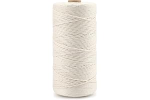 JIJACRAFT Filo di Cotone Naturale Corda Macrame 1,5mm x 300 metri, per Fai da Te, Legare Carne & Salsiccia