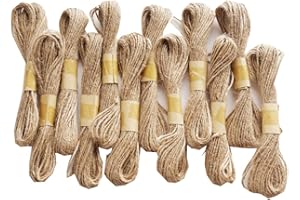 RUIYWEN 12 Rollo Cordel Yute Fino 1mm Cuerda de Cáñamo Hilo de Yute Natural para Fotos, Regalos, Artesanía Manualidades Decoraciones Jardinería