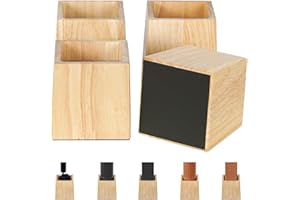 TQVAI Wood Bed Risers 4 Inch (Inner 3" H), Furniture Risers Supports up to 2200 lbs Heavy Duty for Sofa Desk Couch Table, 4 Pack Table Legs Support with Non-Slip Rubber Pad, Original