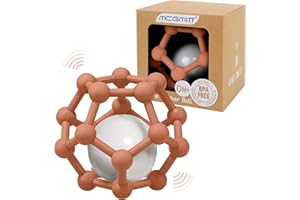 MCGMITT Sonajero Mordedor Bebe Silicona, Pelota Sensorial Bebe Agarre Luz y Suave Juguetes para 0 3 6 9 12 Meses Bebes sin BPA, 10cm, Regalos para Recién Nacidos (Caramelo)